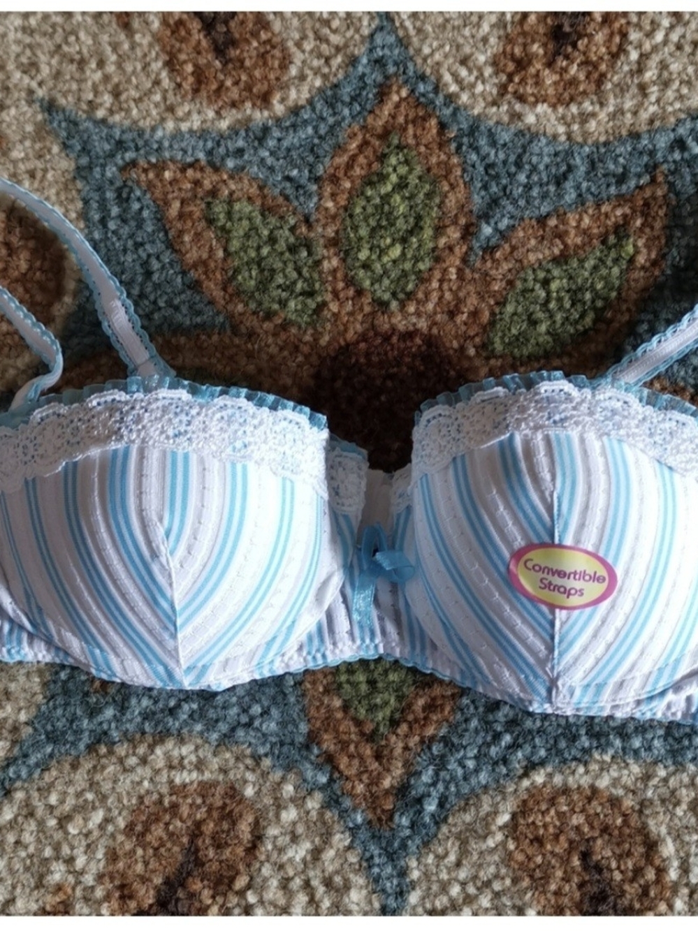 sophie b. Light Blue and White Striped Convertible Bra
